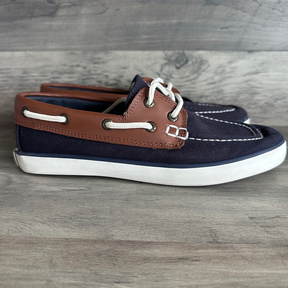Polo Ralph Lauren Size 3 Navy Blue Brown Lace-Up Shoes EUC
